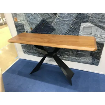 Консоль Q-Home V1712A, 140x40 см, орех (WK-07)/черный (PC-02)