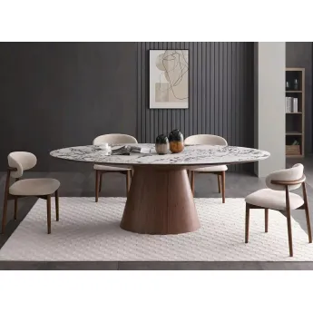 Стол обеденный Q-Home Butterfly, 230 см, глянцевая керамика, овальный, QHDT2483-230