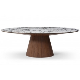 Стол обеденный Q-Home Onyx (Оникс), 230 см, глянцевая керамика ARABESCATO, овальный, QHDT2483-230