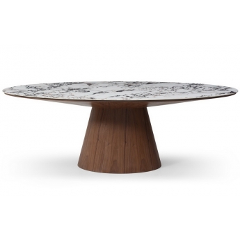 Стол обеденный Q-Home Onyx (Оникс), 230 см, глянцевая керамика ARABESCATO, овальный, QHDT2483-230