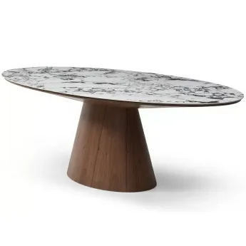 Стол обеденный Q-Home Onyx (Оникс), 230 см, глянцевая керамика ARABESCATO, овальный, QHDT2483-230