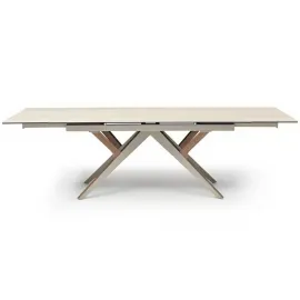 Стол обеденный Q-Home Enigma (Энигма), 180/260 см, керамика MILAN TRAVERTINE, прямоугольный, раскладной, QHDT2448-180