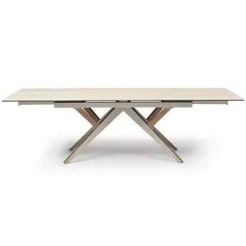 Стол обеденный Q-Home Enigma (Энигма), 180/260 см, керамика MILAN TRAVERTINE, прямоугольный, раскладной, QHDT2448-180
