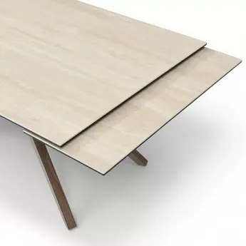 Стол обеденный Q-Home Enigma (Энигма), 180/260 см, керамика MILAN TRAVERTINE, прямоугольный, раскладной, QHDT2448-180