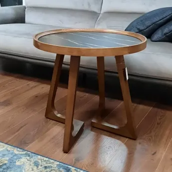 Приставной столик Q-Home CT3059, D60 см, чёрная керамика, QH-CT3059BL