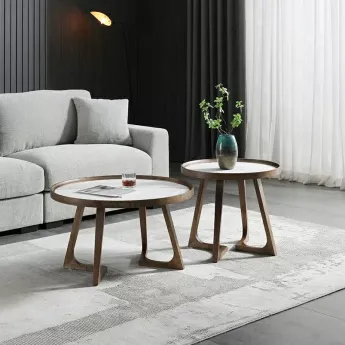 Приставной столик Q-Home CT3059, D60 см, белая керамика, QH-CT3059WH