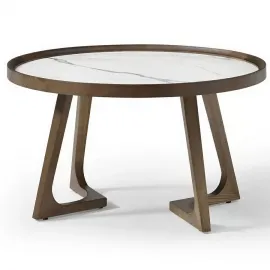 Журнальный стол Q-Home CT6082, Ø80 см, белая керамика, QH-CT6082WH