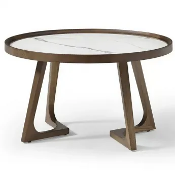 Журнальный стол Q-Home CT6082, Ø80 см, белая керамика, QH-CT6082WH
