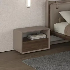 Прикроватная тумба MOD Interiors Olimar, Орех F, бежевый матовый лак, MDI.BST.OLM.3