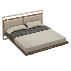 Кровать MOD Interiors Olimar, 180х200, Орех F, бежевый матовый лак, экокожа PU63, MDI.BD.OLM.2