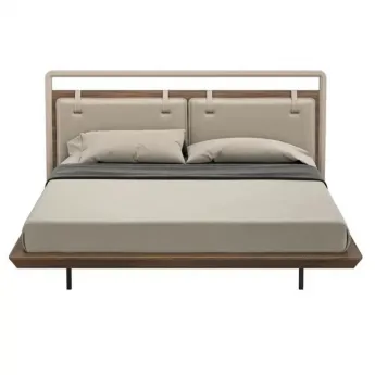 Кровать MOD Interiors Olimar, 180х200, Орех F, бежевый матовый лак, экокожа PU63, MDI.BD.OLM.2