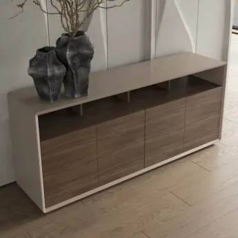 Буфет MOD Interiors Olimar, орех F, светло-серый лак, 4 дверцы, MDI.SB.OLM.9