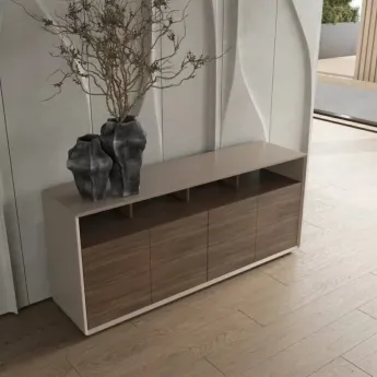 Буфет MOD Interiors Olimar, орех F, светло-серый лак, 4 дверцы, MDI.SB.OLM.9