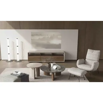 Журнальный стол MOD Interiors Olimar, D90 см, орех F, керамика, MDI.ET.OLM.14