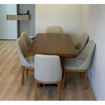 Стул Q-Home Y1711А, ткань бежевая, орех, Y1711A-BEEIGE