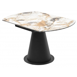 Стол обеденный Q-Home Teramo, 135 см, раздвижной, керамика глянцевая Gloss Grand Jade Solid Ceramic / каркас чёрный, QH614M05356