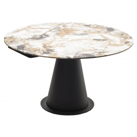 Стол обеденный Q-Home Teramo, 135 см, раздвижной, керамика глянцевая Gloss Grand Jade Solid Ceramic / каркас чёрный, QH614M05356
