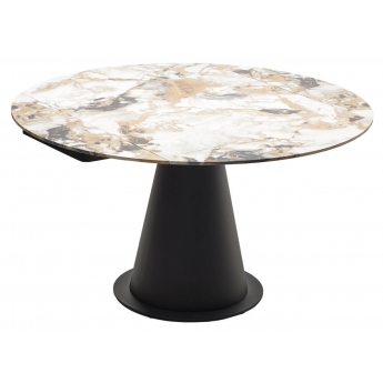Стол обеденный Q-Home Teramo, 135 см, раздвижной, керамика глянцевая Gloss Grand Jade Solid Ceramic / каркас чёрный, QH614M05356
