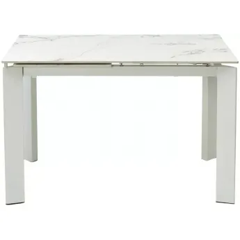 Стол обеденный Q-Home Corner, 120/170 см, раздвижной, керамика глянцевая Golden Jade Solid Ceramic / каркас белый, QH614M05545