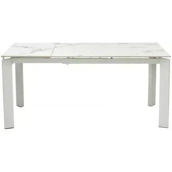 Стол обеденный Q-Home Corner, 120/170 см, раздвижной, керамика глянцевая Golden Jade Solid Ceramic / каркас белый, QH614M05545