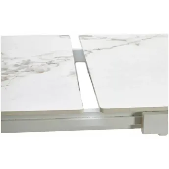 Стол обеденный Q-Home Corner, 120/170 см, раздвижной, керамика глянцевая Golden Jade Solid Ceramic / каркас белый, QH614M05545