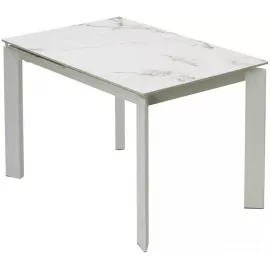 Стол обеденный Q-Home Corner, 120/170 см, раздвижной, керамика глянцевая Golden Jade Solid Ceramic / каркас белый, QH614M05545