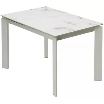 Стол обеденный Q-Home Corner, 120/170 см, раздвижной, керамика глянцевая Golden Jade Solid Ceramic / каркас белый, QH614M05545