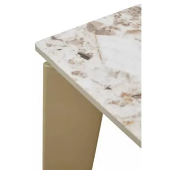 Стол обеденный Q-Home Corner, 120 см, раздвижной, керамика глянцевая Luxury Pandora Ceramic / каркас шампань, QH614M05880