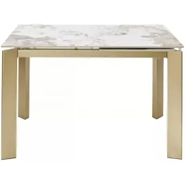 Стол обеденный Q-Home Corner, 120 см, раздвижной, керамика глянцевая Luxury Pandora Ceramic / каркас шампань, QH614M05880