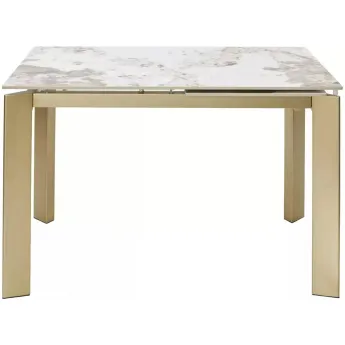 Стол обеденный Q-Home Corner, 120 см, раздвижной, керамика глянцевая Luxury Pandora Ceramic / каркас шампань, QH614M05880