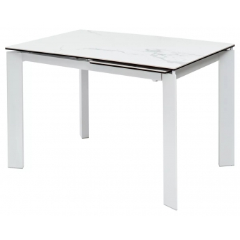 Стол обеденный Q-Home Corner, 120/170 см, раздвижной, керамика глянцевая Statuario Ceramic/Glass / каркас белый
