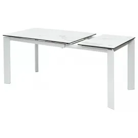 Стол обеденный Q-Home Corner, 120/170 см, раздвижной, керамика глянцевая Statuario Ceramic/Glass / каркас белый