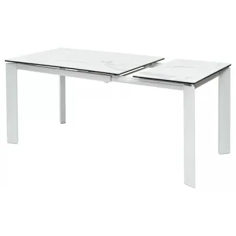 Стол обеденный Q-Home Corner, 120/170 см, раздвижной, керамика глянцевая Statuario Ceramic/Glass / каркас белый