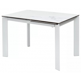 Стол обеденный Q-Home Corner, 120/170 см, раздвижной, белая матовая керамика Statuario Ceramic / каркас белый, QH614М04879