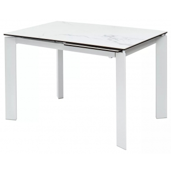 Стол обеденный Q-Home Corner, 120/170 см, раздвижной, керамика матовая Statuario Ceramic / стекло / каркас белый, QH614M04879