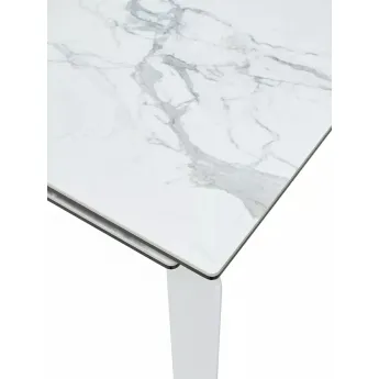 Стол обеденный Q-Home Corner, 120/170 см, раздвижной, керамика матовая Statuario Ceramic / стекло / каркас белый, QH614M04879
