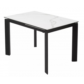 Стол обеденный Q-Home Corner, 120/170 см, раздвижной, глянцевая керамика High Statuario Ceramic / каркас чёрный, QH614М04878