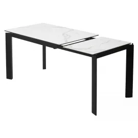Стол обеденный Q-Home Corner, 120/170 см, раздвижной, керамика глянцевая High Statuario Ceramic / каркас чёрный, QH614M04878