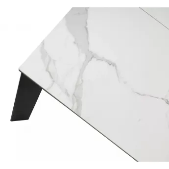 Стол обеденный Q-Home Corner, 120/170 см, раздвижной, керамика глянцевая High Statuario Ceramic / каркас чёрный, QH614M04878