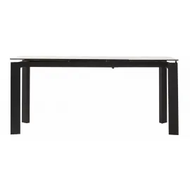 Стол обеденный Q-Home Corner, 120/170 см, раздвижной, керамика глянцевая High Statuario Ceramic / каркас чёрный, QH614M04878