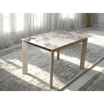 Стол обеденный Q-Home Corner, 120/170 см, раздвижной, керамика Gloss Luxury Pandora Solid Ceramic / каркас taupe, QH614M05846