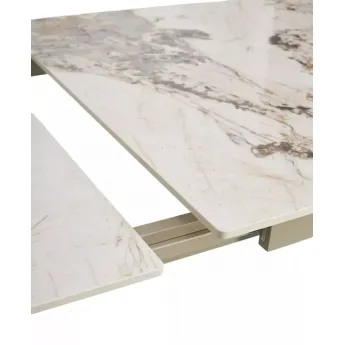 Стол обеденный Q-Home Corner, 120/170 см, раздвижной, керамика Gloss Luxury Pandora Solid Ceramic / каркас taupe, QH614M05846