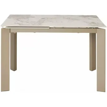 Стол обеденный Q-Home Corner, 120/170 см, раздвижной, керамика Gloss Luxury Pandora Solid Ceramic / каркас taupe, QH614M05846