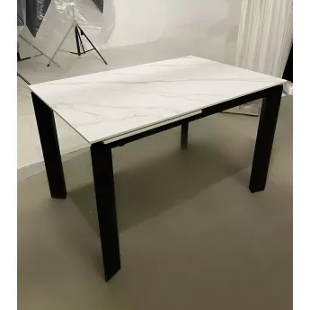 Стол обеденный Q-Home Corner, 120/170 см, раздвижной, Белый мрамор матовая керамика матовая White Marble Solid Ceramic / каркас 