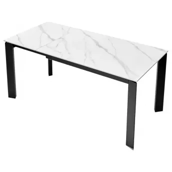 Стол обеденный Q-Home Corner, 120/170 см, раздвижной, Белый мрамор матовая керамика матовая White Marble Solid Ceramic / каркас 