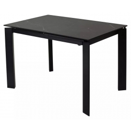 Стол обеденный Q-Home Corner, 120/170 см, раздвижной, матовая керамика Black Marble Solid Ceramic / каркас чёрный, QH614M03982