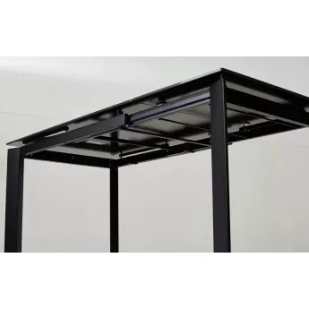 Стол обеденный Q-Home Corner, 120/170 см, раздвижной, керамика матовая Black Marble Solid Ceramic / каркас чёрный, QH614M03982