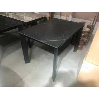 Стол обеденный Q-Home Corner, 120/170 см, раздвижной, керамика матовая Black Marble Solid Ceramic / каркас чёрный, QH614M03982