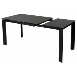 Стол обеденный Q-Home Corner, 120/170 см, раздвижной, керамика матовая Black Marble Solid Ceramic / каркас чёрный, QH614M03982