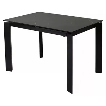 Стол обеденный Q-Home Corner, 120/170 см, раздвижной, керамика матовая Black Marble Solid Ceramic / каркас чёрный, QH614M03982